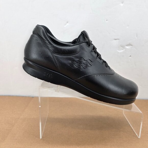 SAS Free Time Women's Size 10 Black Oxford Leather Comfort Walking Shoes Lace Up - Picture 1 of 16